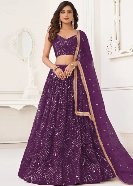 Purple Embroidered Lehenga Choli