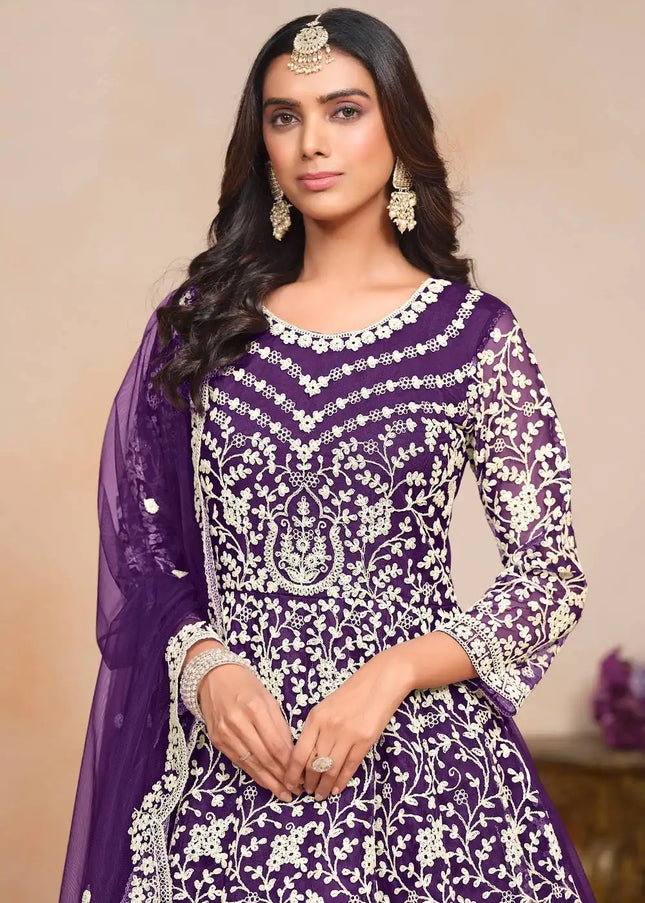 Purple Embroidered Anarkali