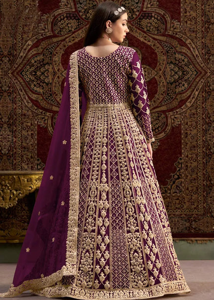 Purple Embroidered Anarkali