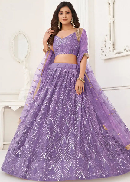 Purple Embroidered Lehenga Choli