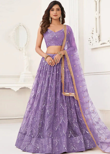 Purple Embroidered Lehenga Choli