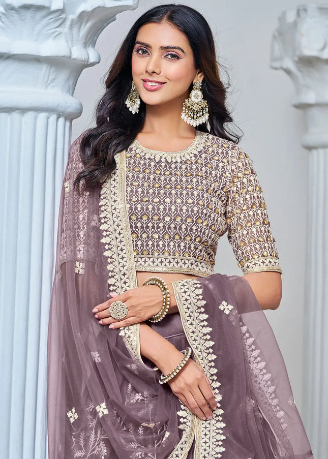 Purple Embroidered Lehenga Choli