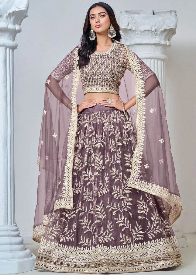 Purple Embroidered Lehenga Choli