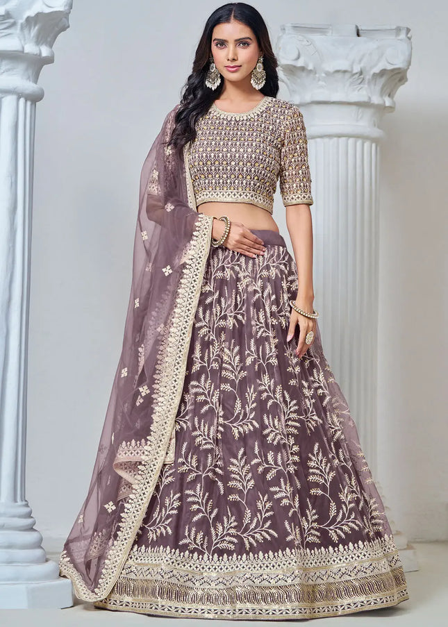 Purple Embroidered Lehenga Choli