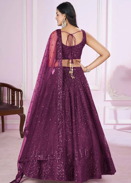 Purple Embroidered Lehenga Choli