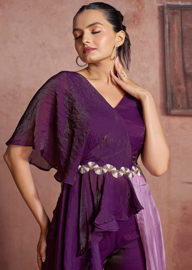 Purple Embroidered Co-Ord Set