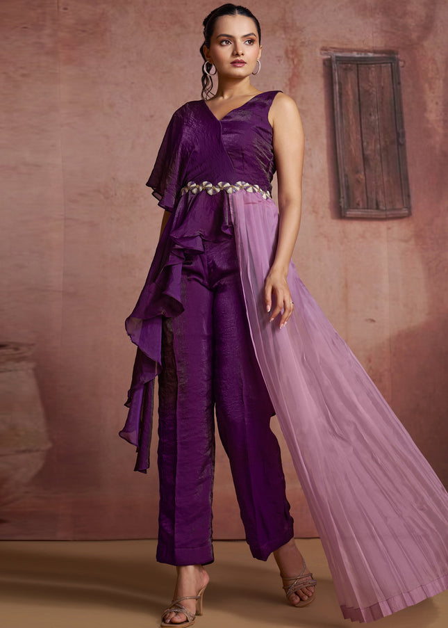 Purple Embroidered Co-Ord Set