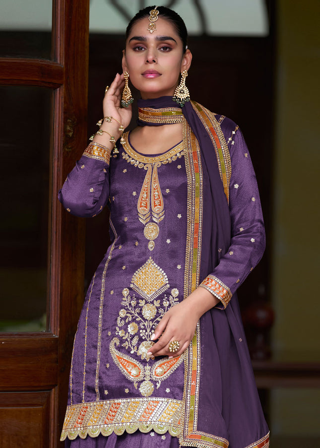Purple Embroiderd Lehenga Choli