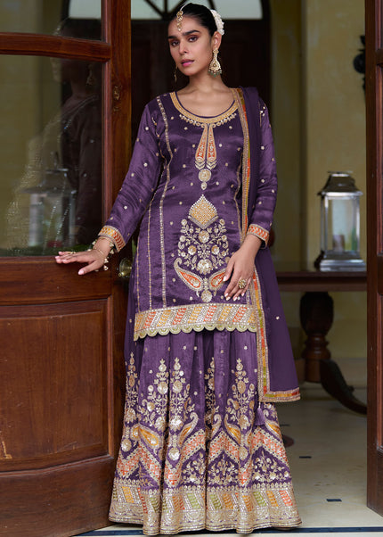 Purple Embroiderd Lehenga Choli