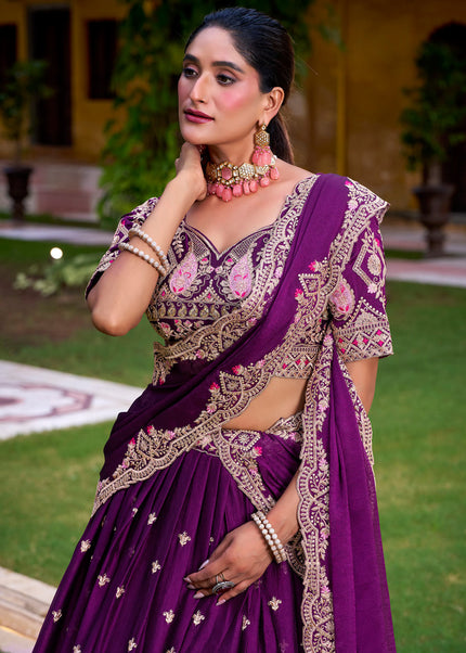 Purple Embroidered Lehenga Choli