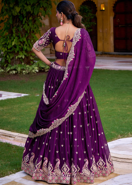Purple Embroidered Lehenga Choli