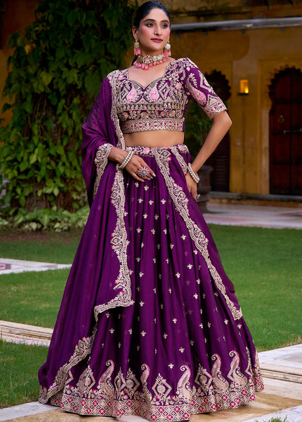 Purple Embroidered Lehenga Choli