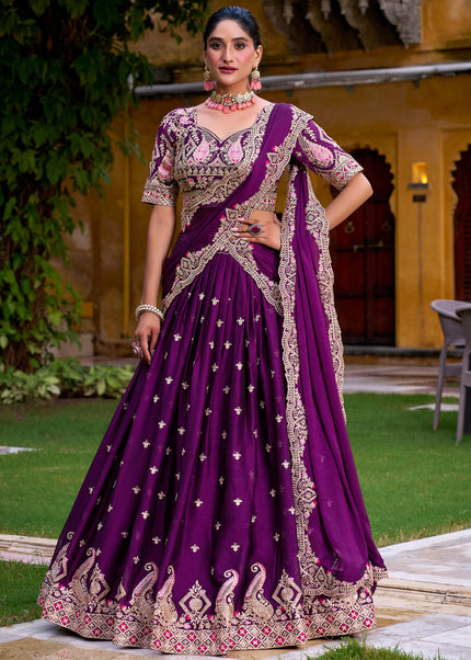 Purple Embroidered Lehenga Choli