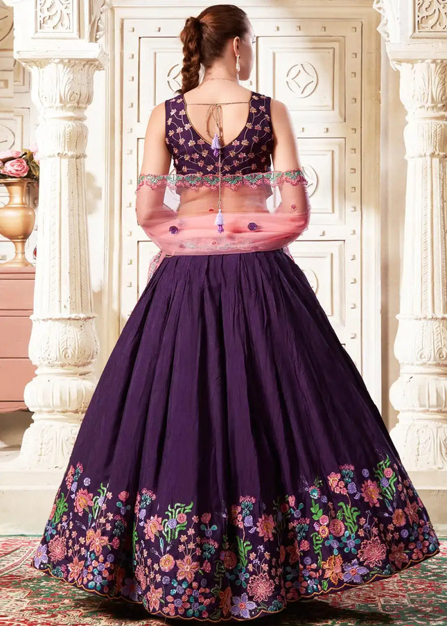 Purple Embroidered Lehenga Choli