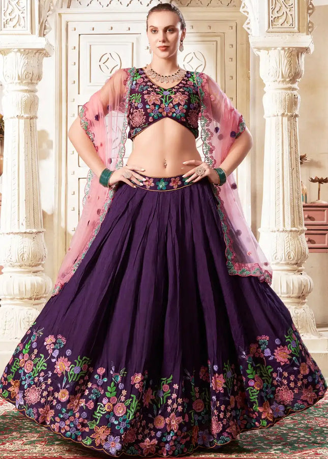 Purple Embroidered Lehenga Choli