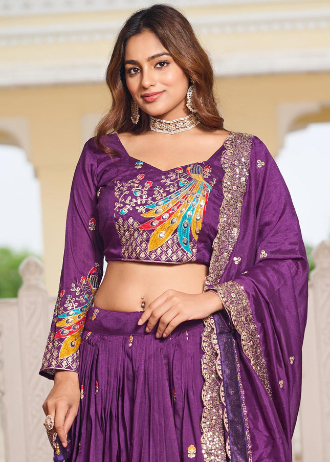 Purple Embroidered Lehenga Choli