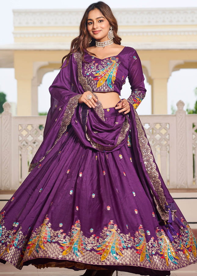Purple Embroidered Lehenga Choli