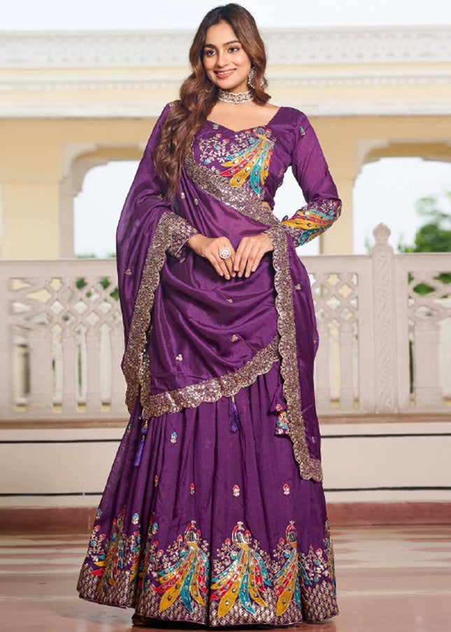 Purple Embroidered Lehenga Choli