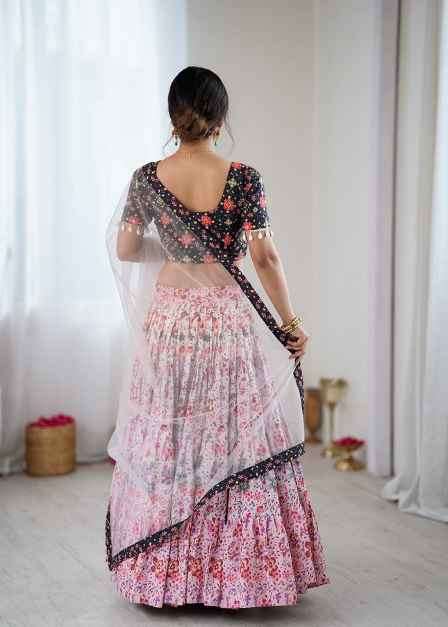 Multicolor Printed and Embroidered Lehenga Choli