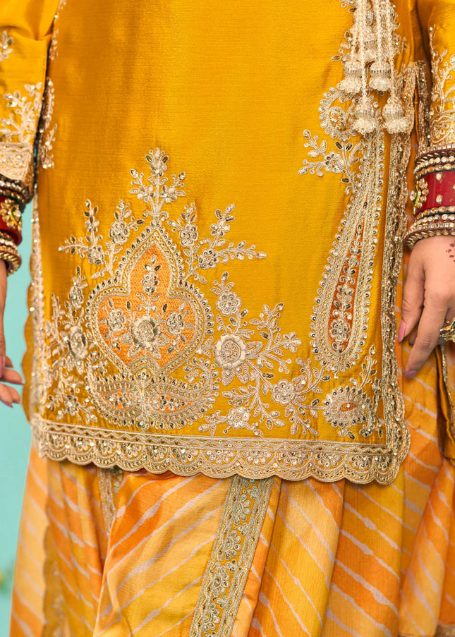 Yellow Embroidered Tulip Pant Suit