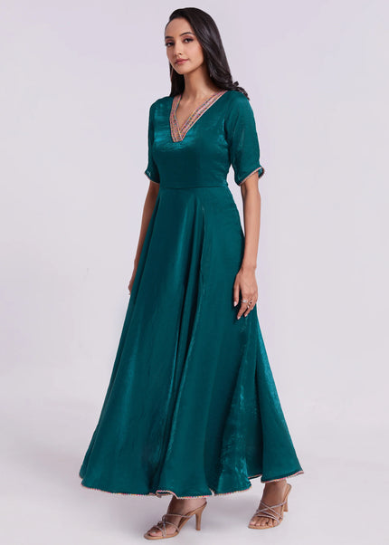 Blue Embroidered Anarkali Gown