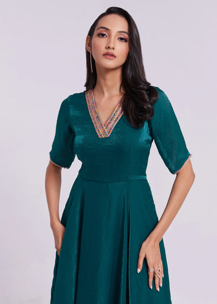 Blue Embroidered Anarkali Gown