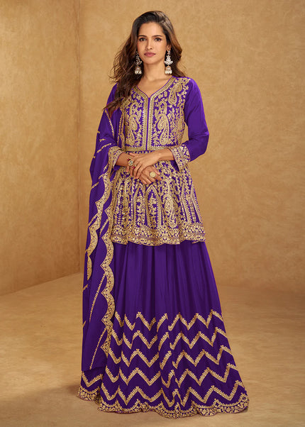 Purple Embroidered Lehenga choli