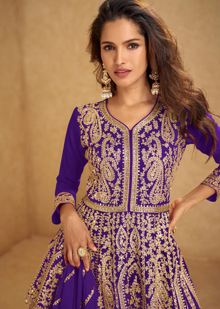 Purple Embroidered Lehenga choli