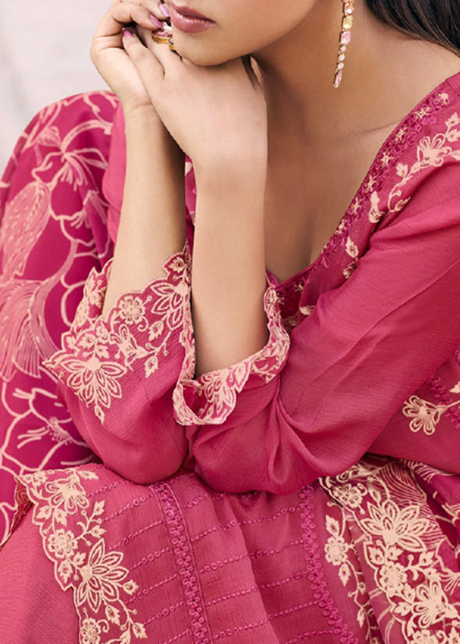 Pink Embroidered Palazzo Suit