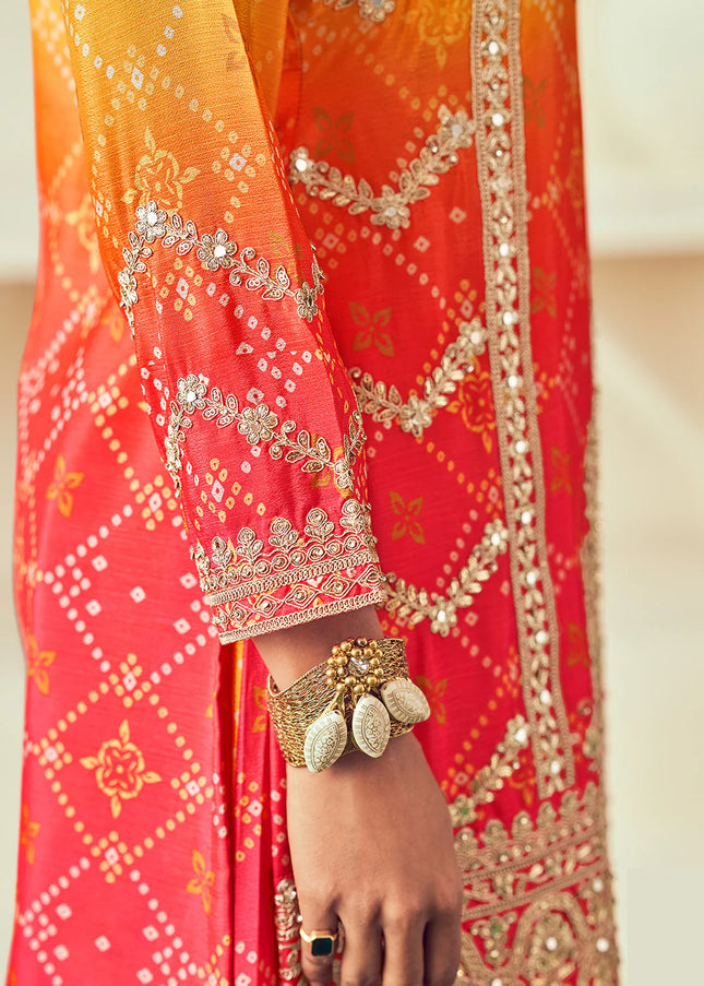 Yellow Embroidered Sharara Suit