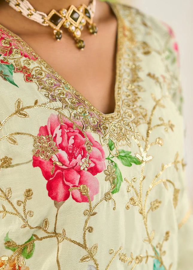Offwhite Floral Embroidered Pant Style Suit
