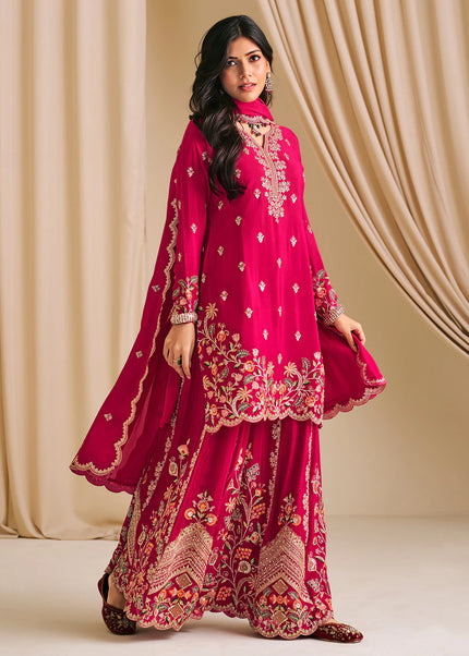 Pink Embroidered Sharara Suit