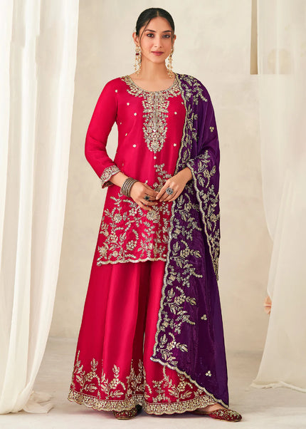 Golden Embroidered Sharara Suit