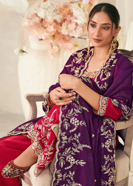 Golden Embroidered Sharara Suit