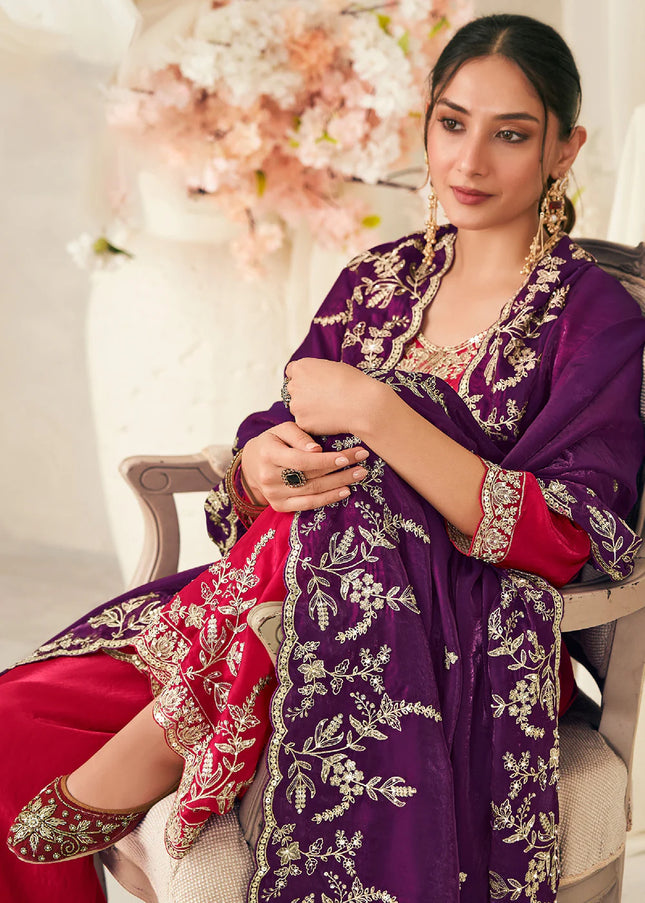 Golden Embroidered Sharara Suit