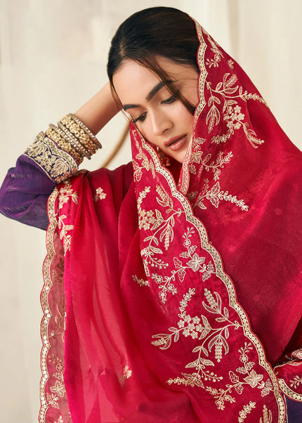 Golden Embroidered Sharara Suit