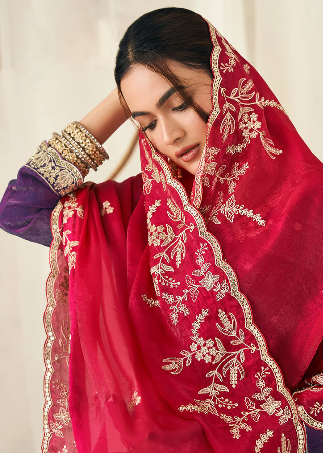 Golden Embroidered Sharara Suit