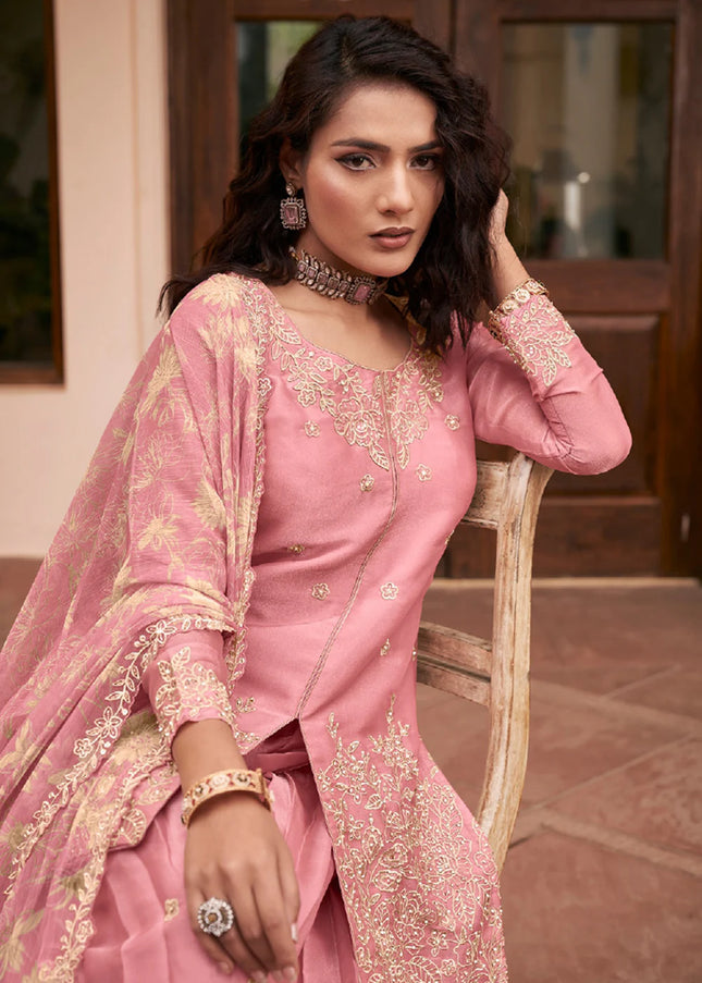 Silk Printed and Embroidered Sharara Suit Series