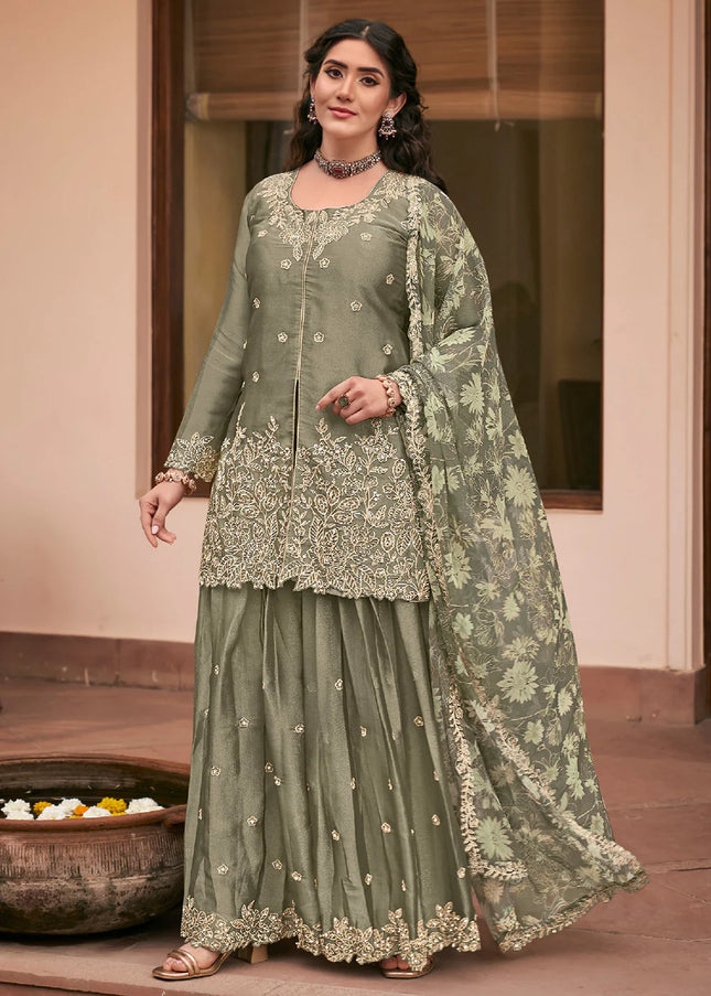 Silk Printed and Embroidered Sharara Suit Series