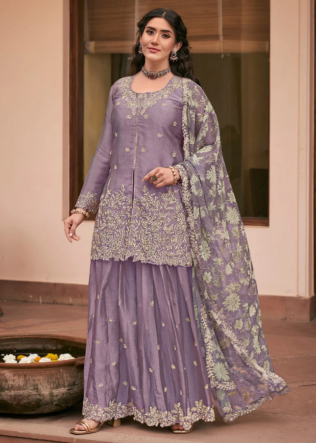 Silk Printed and Embroidered Sharara Suit Series