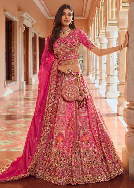 Pink Embroidered Lehenga Choli
