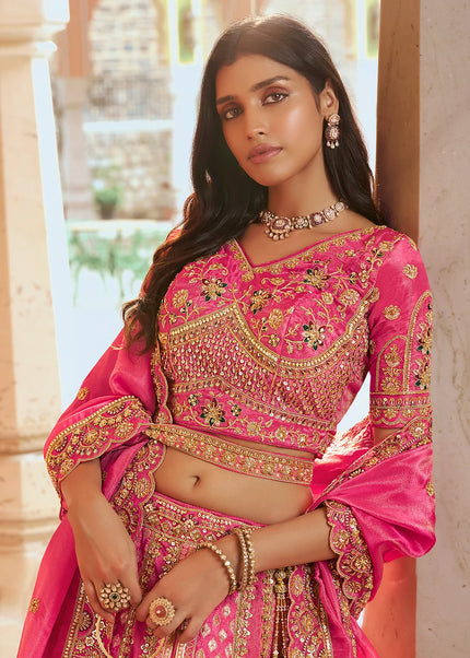 Pink Embroidered Lehenga Choli