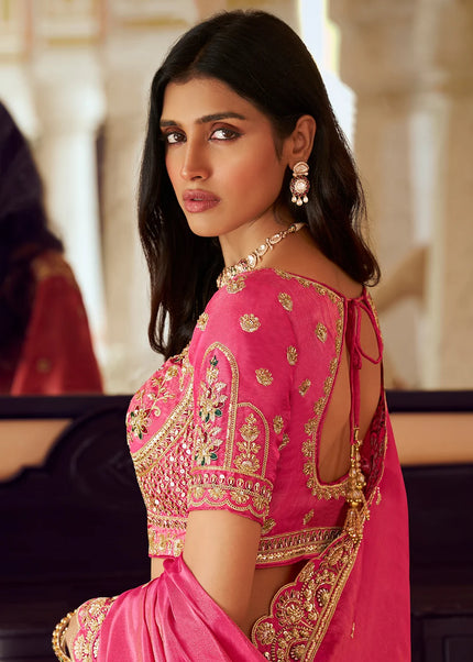 Pink Embroidered Lehenga Choli