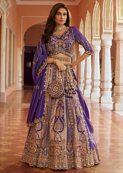 Purple Embroidered Lehenga Choli