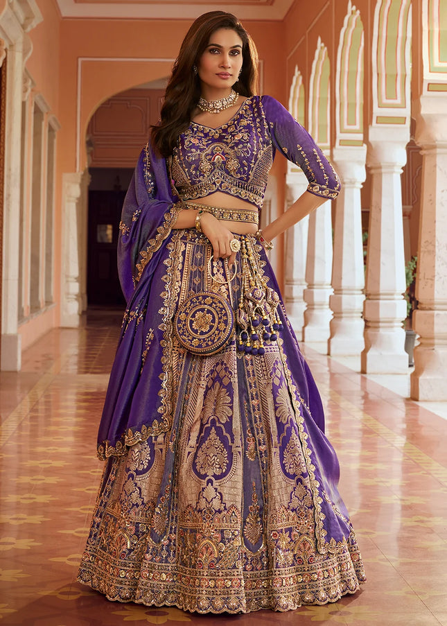 Purple Embroidered Lehenga Choli