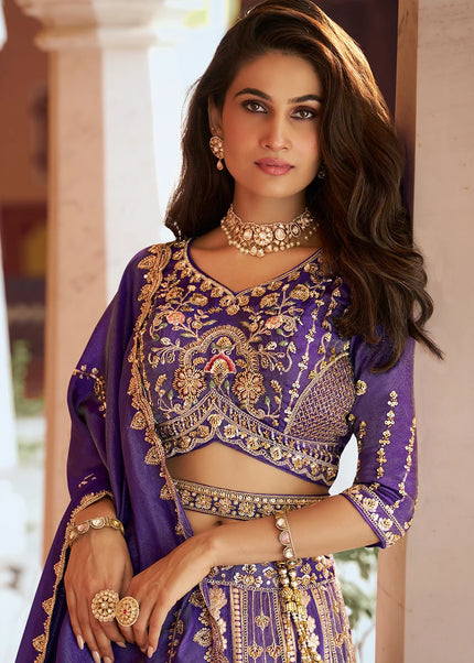 Purple Embroidered Lehenga Choli
