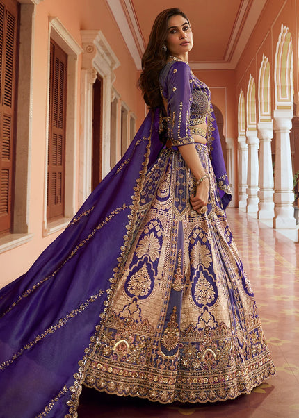 Purple Embroidered Lehenga Choli