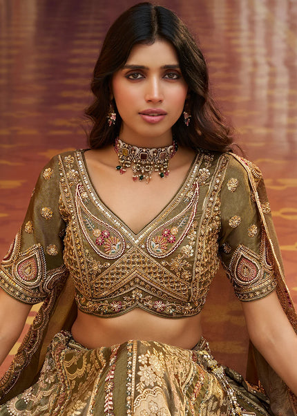 Green Embroidered Lehenga Choli
