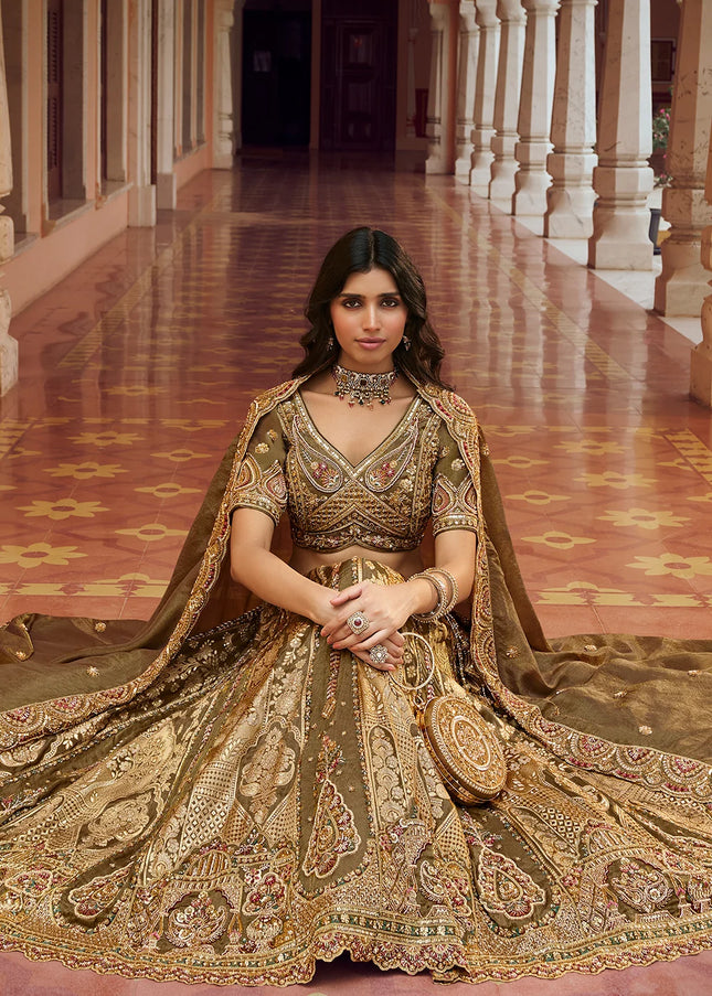 Green Embroidered Lehenga Choli