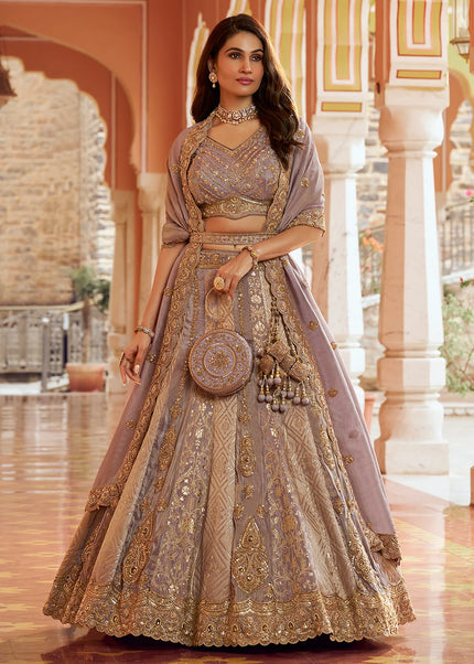 Mauve Embroidered Lehenga Choli